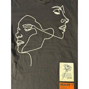 Fashion Nova Beauty Black Graphic T Shirt Minimalist Face Graphic Text Sz Small